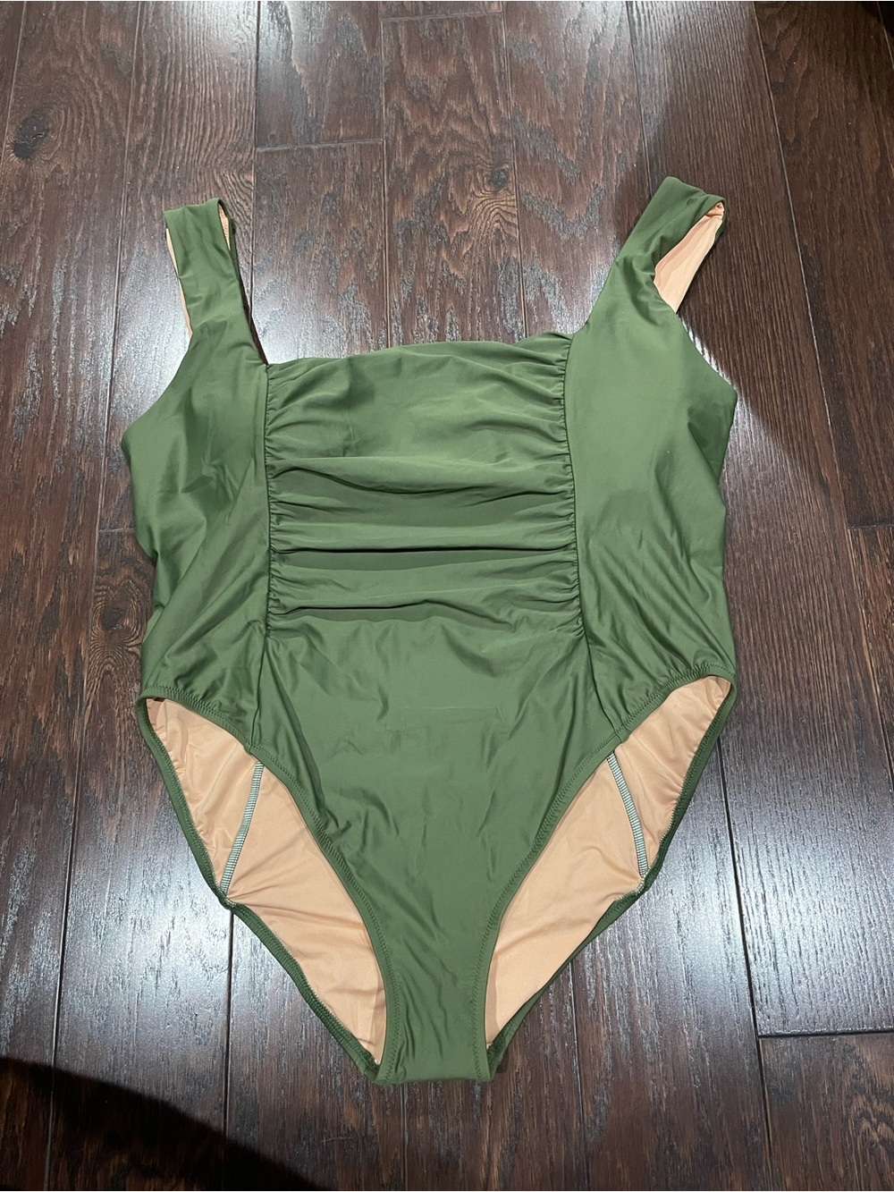 J. Crew Swimsuit Women plus Size 24 3XL  One Piece Ruched Olive Green NEW